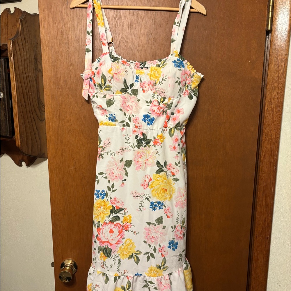 Lily Rose Floral Midi Dress - Pink, Yellow, Blue